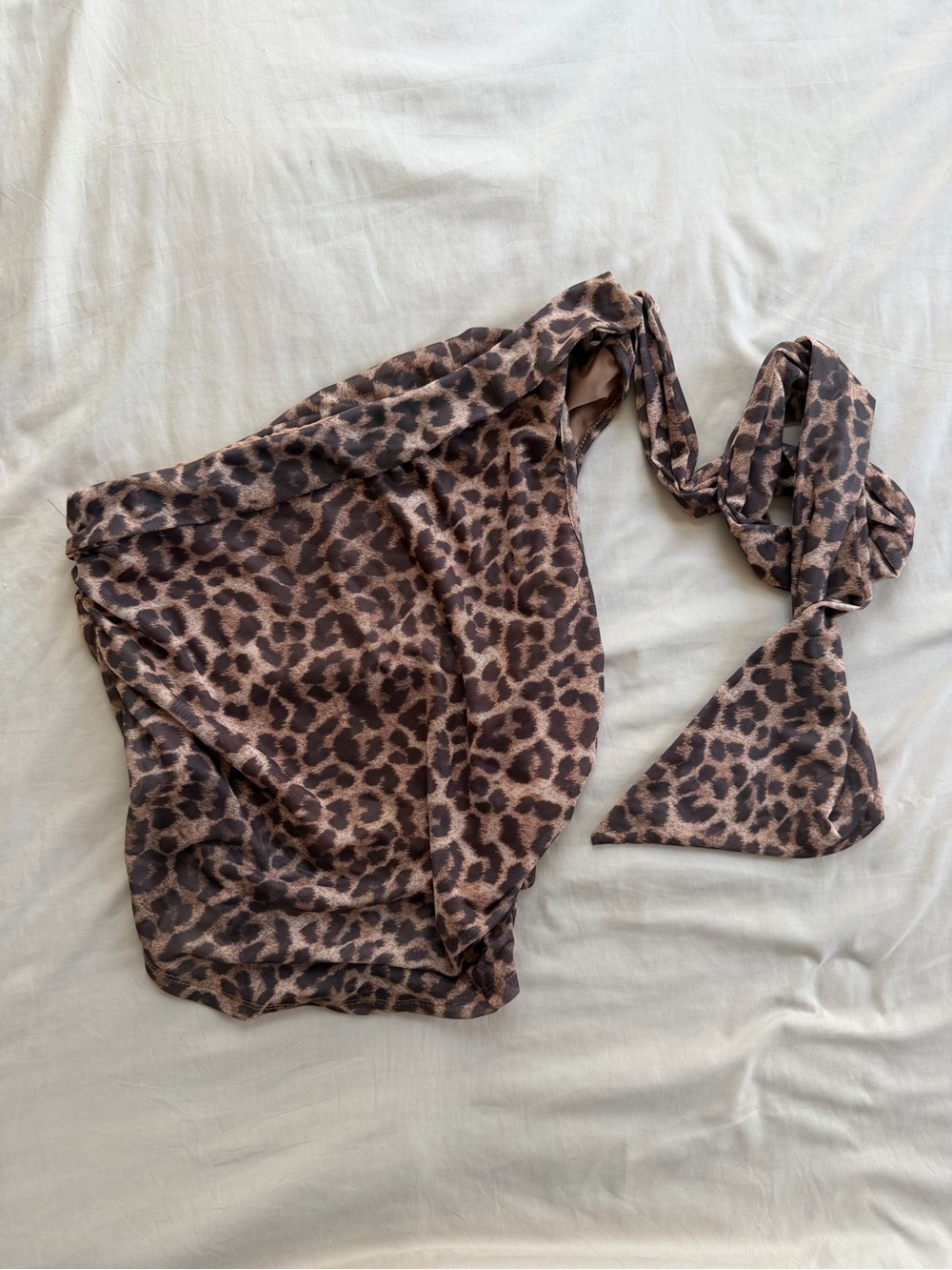 Cheetah Print Top w/ Scarf Detail